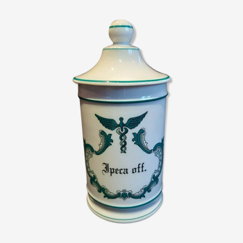 Pot à pharmacie "ipeca off" en porcelaine de Limoges Claude Carpenet