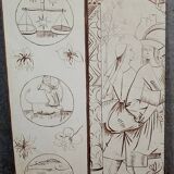 Two-leaf screen depicting a historical figure and symbols