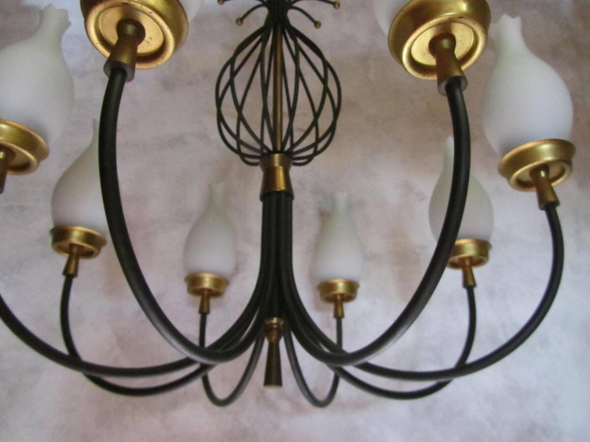Set of 2 Italian design chandeliers in style of Stilnovo/ Arredoluce, 1950s