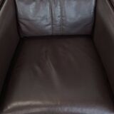 Art Deco armchair with dark brown leather