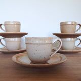 5 cups and saucers in marsh sandstone