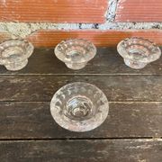 Set of 4 vintage luminarc moulded glass candle holders from the 1970s