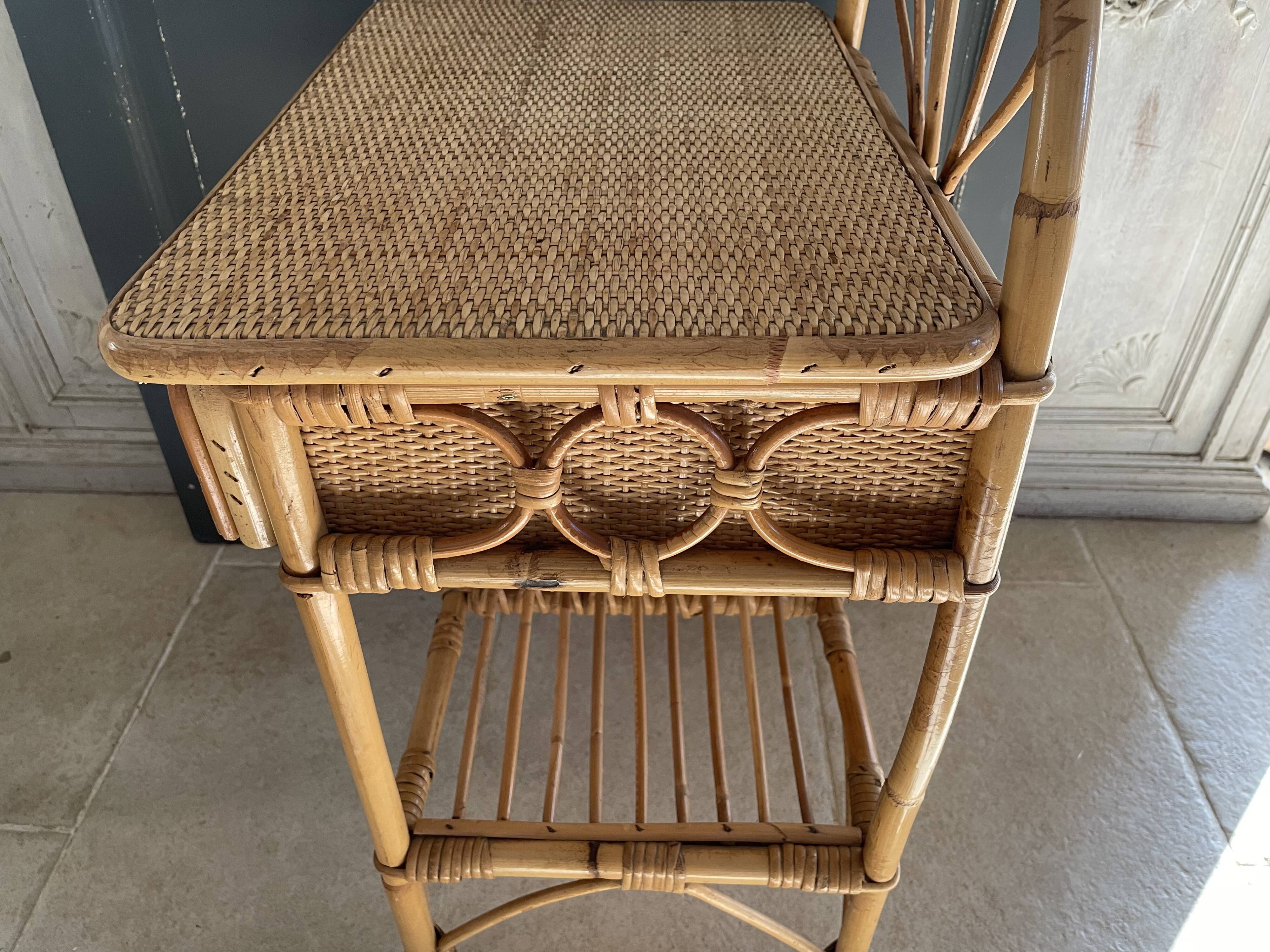 Pair of rattan bedside tables