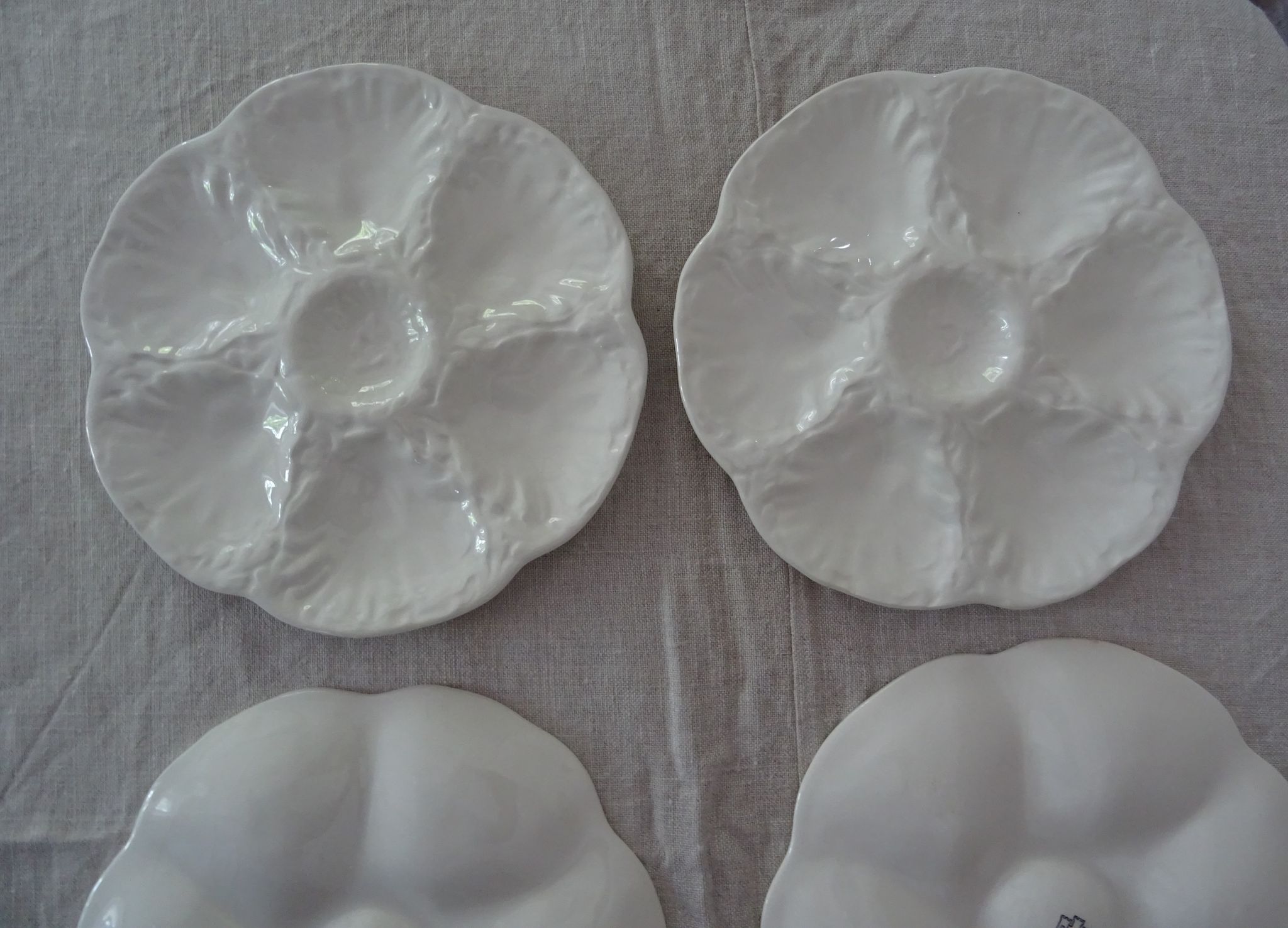 6 Plates with oysters white manufacture GIEN old