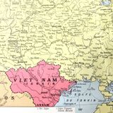 Vintage map Asia China Korea 43x43cm from 1950