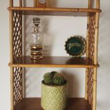Vintage rattan wall shelf