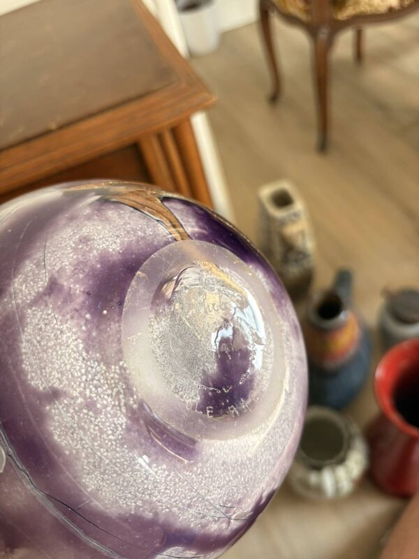 Vase Boule Michele Luzoro Verrerie Biot Verre Soufflé Inclusion OR Rose