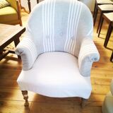 Restored reupholstered toad armchair