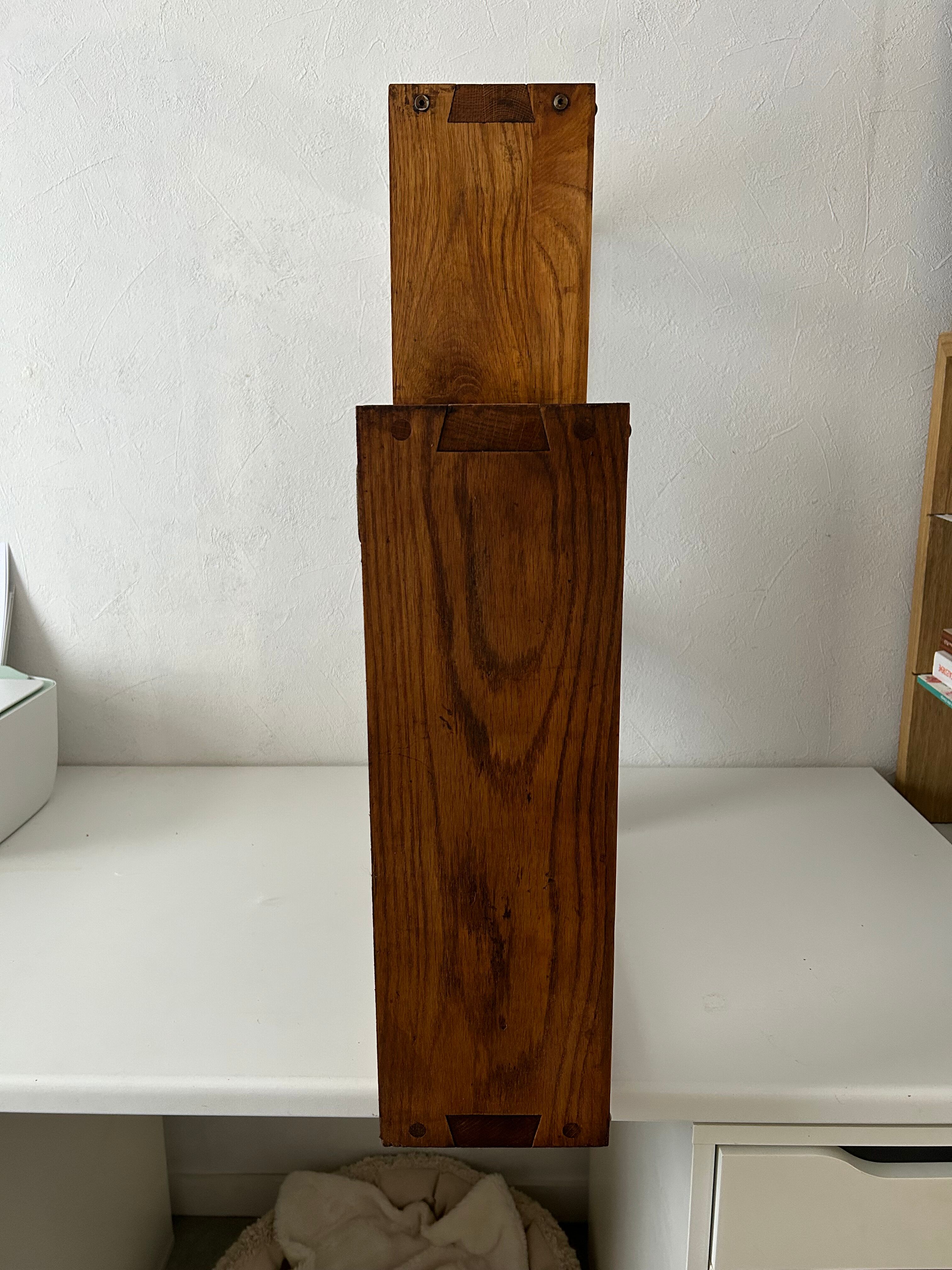 Cube oak wall shelf