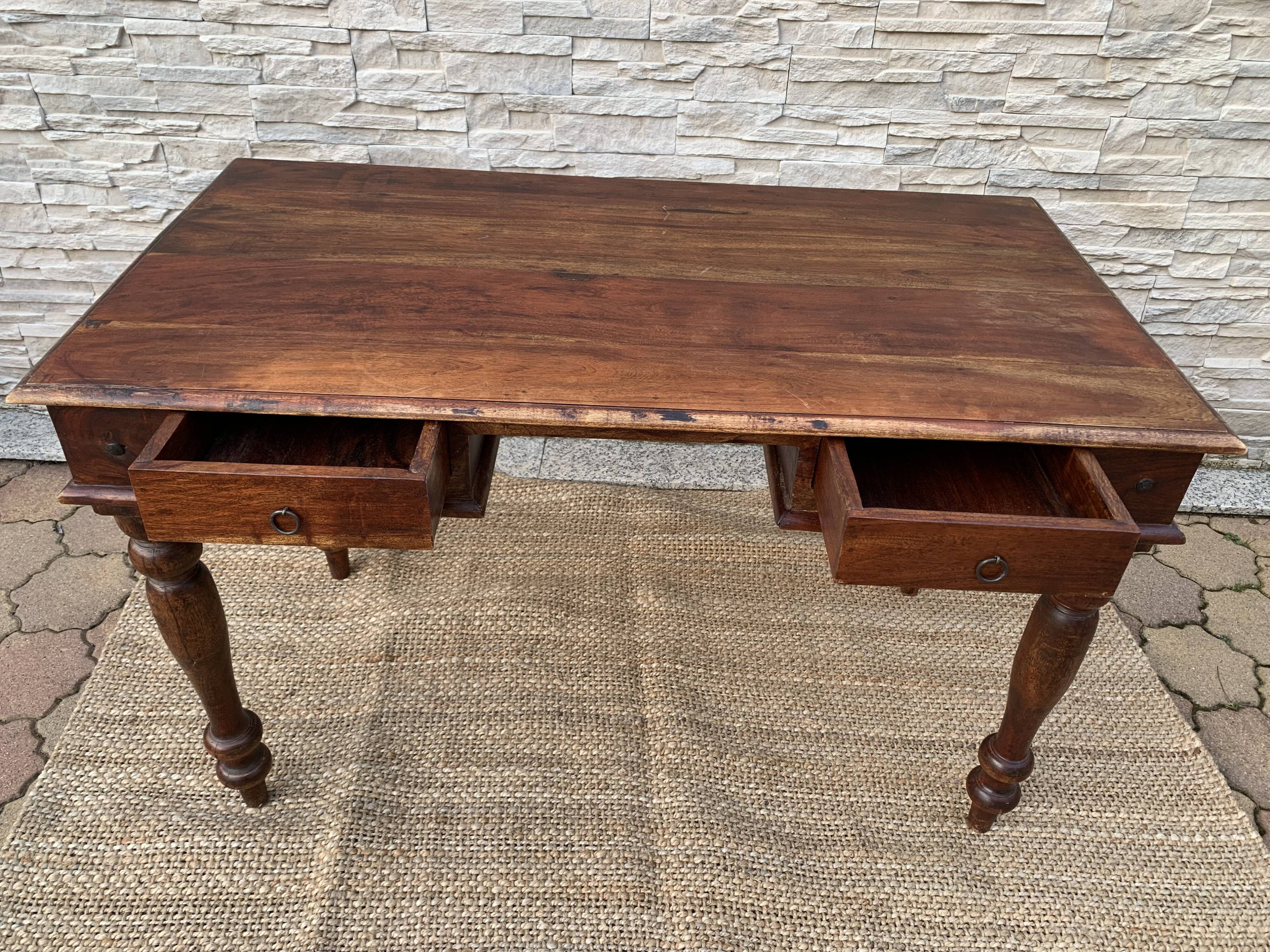 Office 2 drawers in wood acacia colonial style