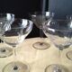 5 Vintage glass champagne coupes with engraved decoration