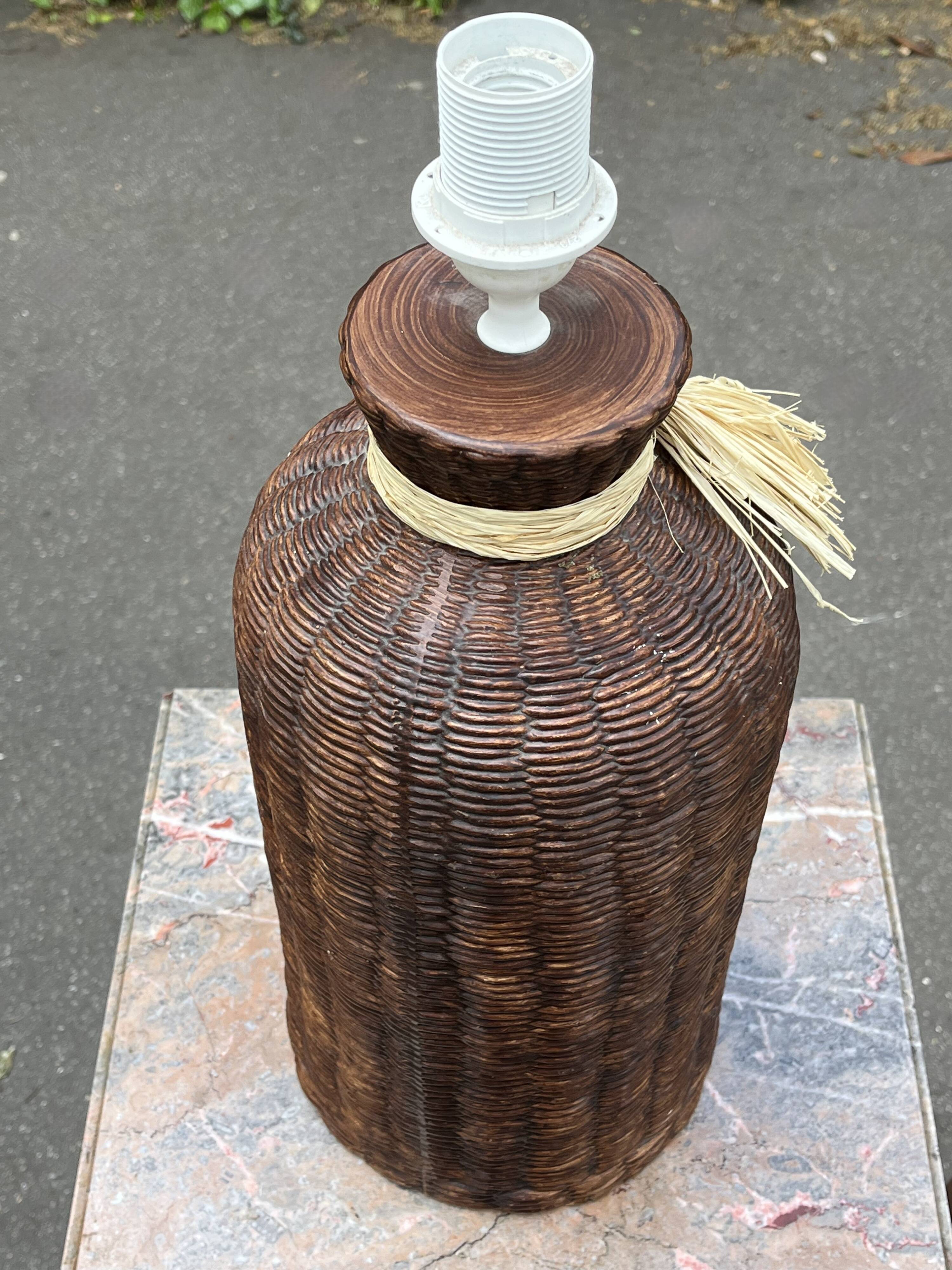 Large vintage 80s ceramic trompe l'oeil lamp