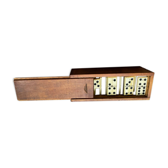 Jeu de domino ancien complet en os et bois, 1930