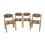 Suite of 4 chairs self beech brass and wool 1960