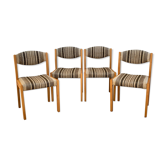 Suite de 4 chaises self hêtre laiton et laine 1960