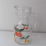 Carafe pichet en verre orange et citron vintage