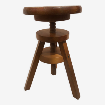 Tabouret d'atelier tripode à vis, 1970