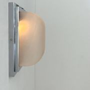Modernist wall lamp, chrome-plated metal and sandblasted glass, France 1930