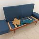 Vintage Norwegian Daybed sofa in teak and petrol blue fabric by Ingmar Relling for