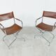 Vintage leather folding chairs set of 2, 1970s