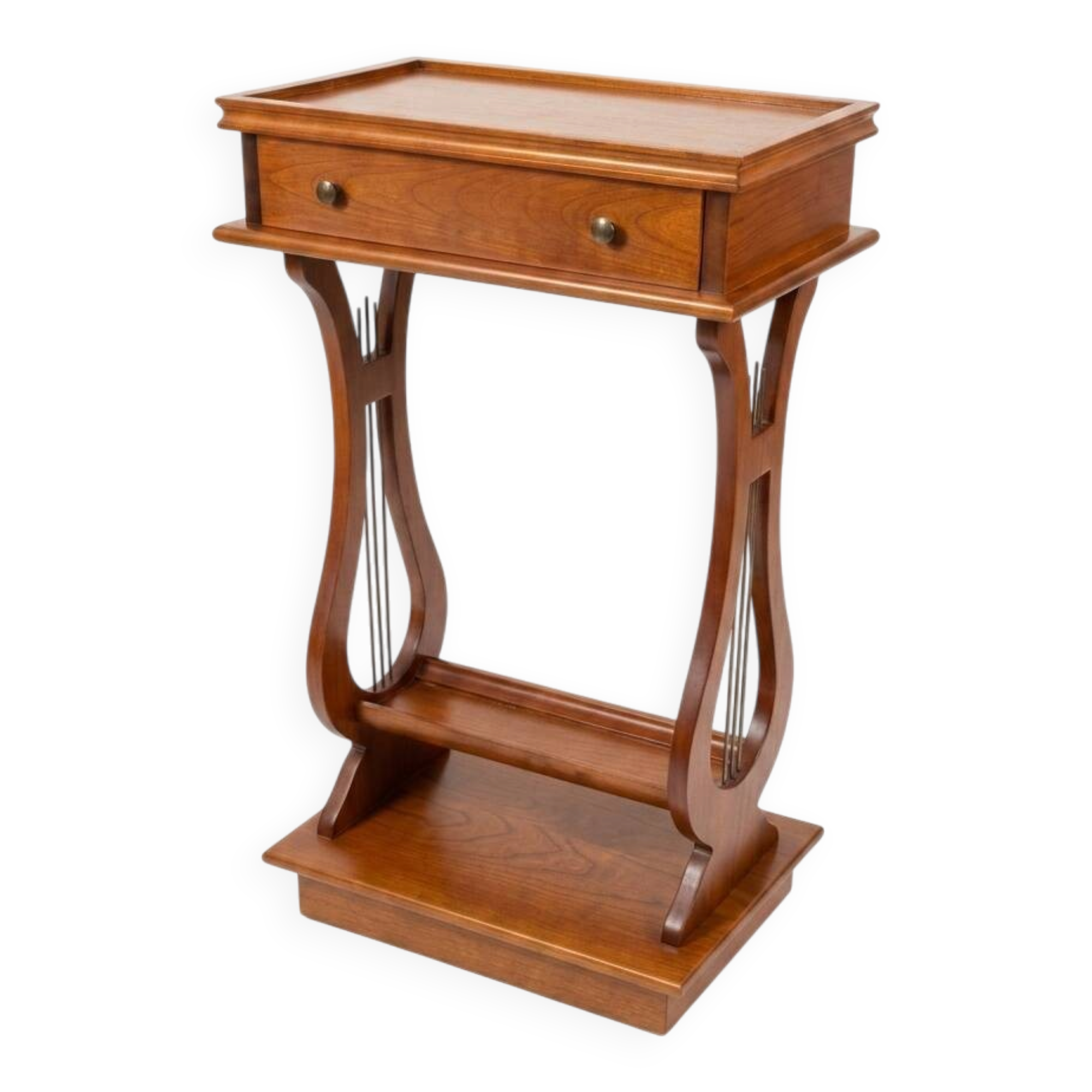 Lyre bedside table in solid cherry wood