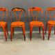 Set of four industrial metal dining chairs by Joseph Mathieu, painted steel, 1920s, France