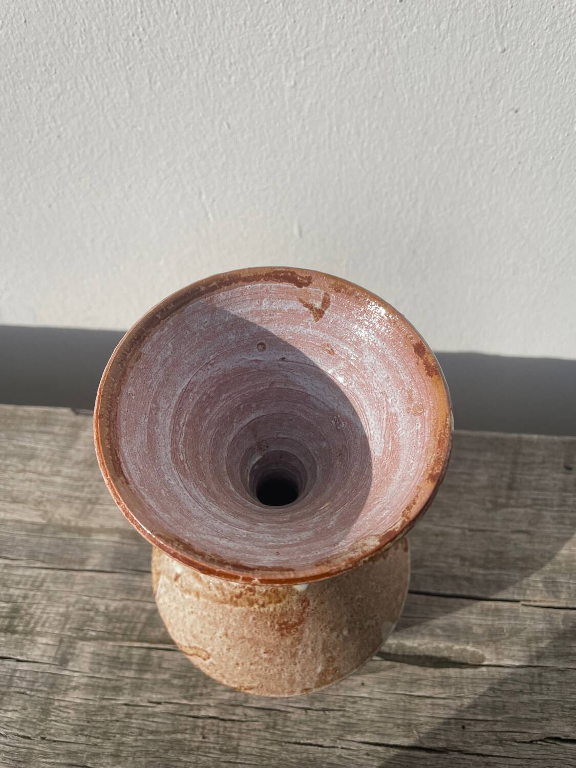 Beige stoneware ceramic vase