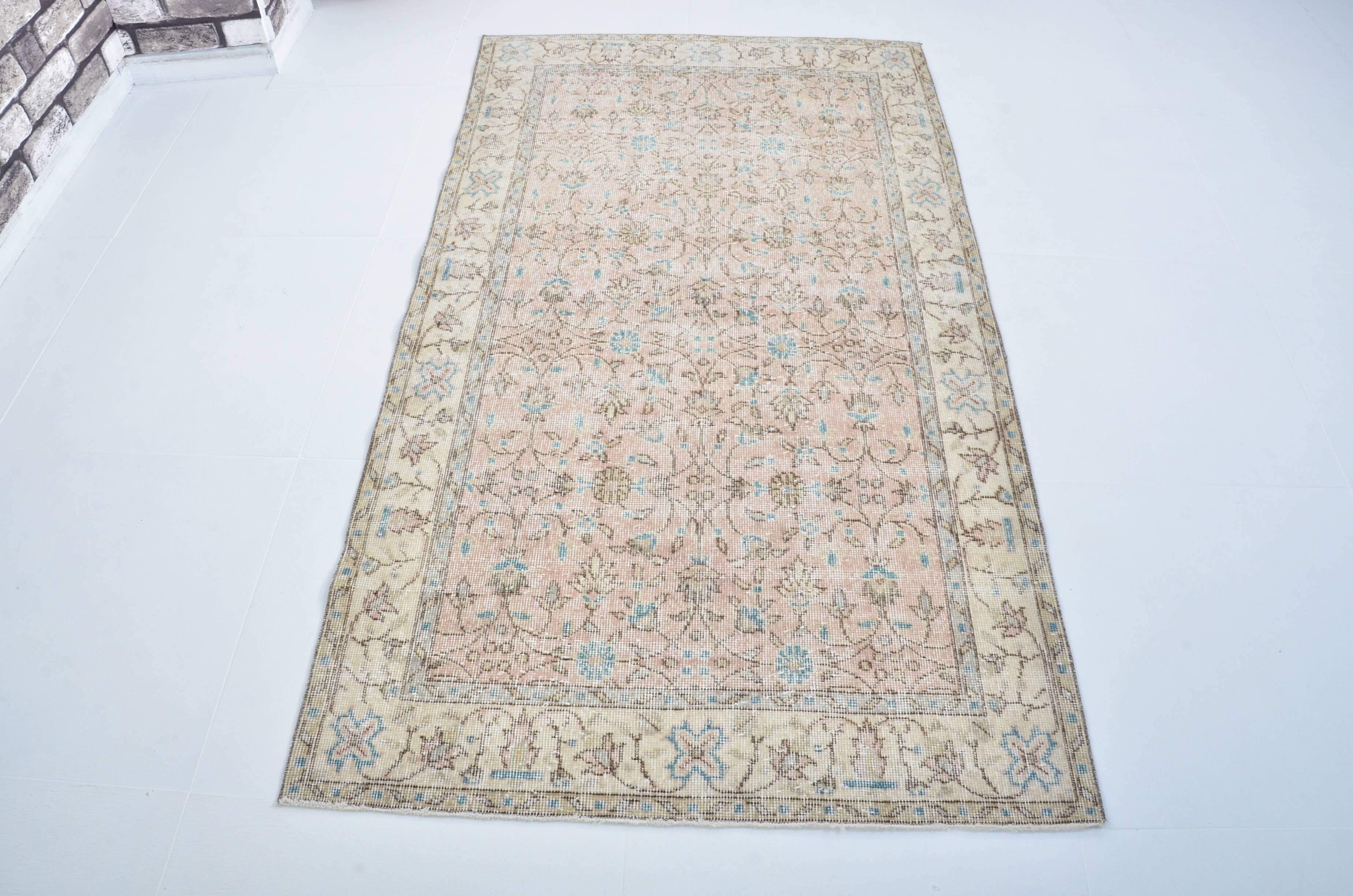 Light Pink & Turqouise Floor Carpet sku 3130