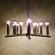 Chrome metal Space Age chandelier, 18 light points, 1970.
