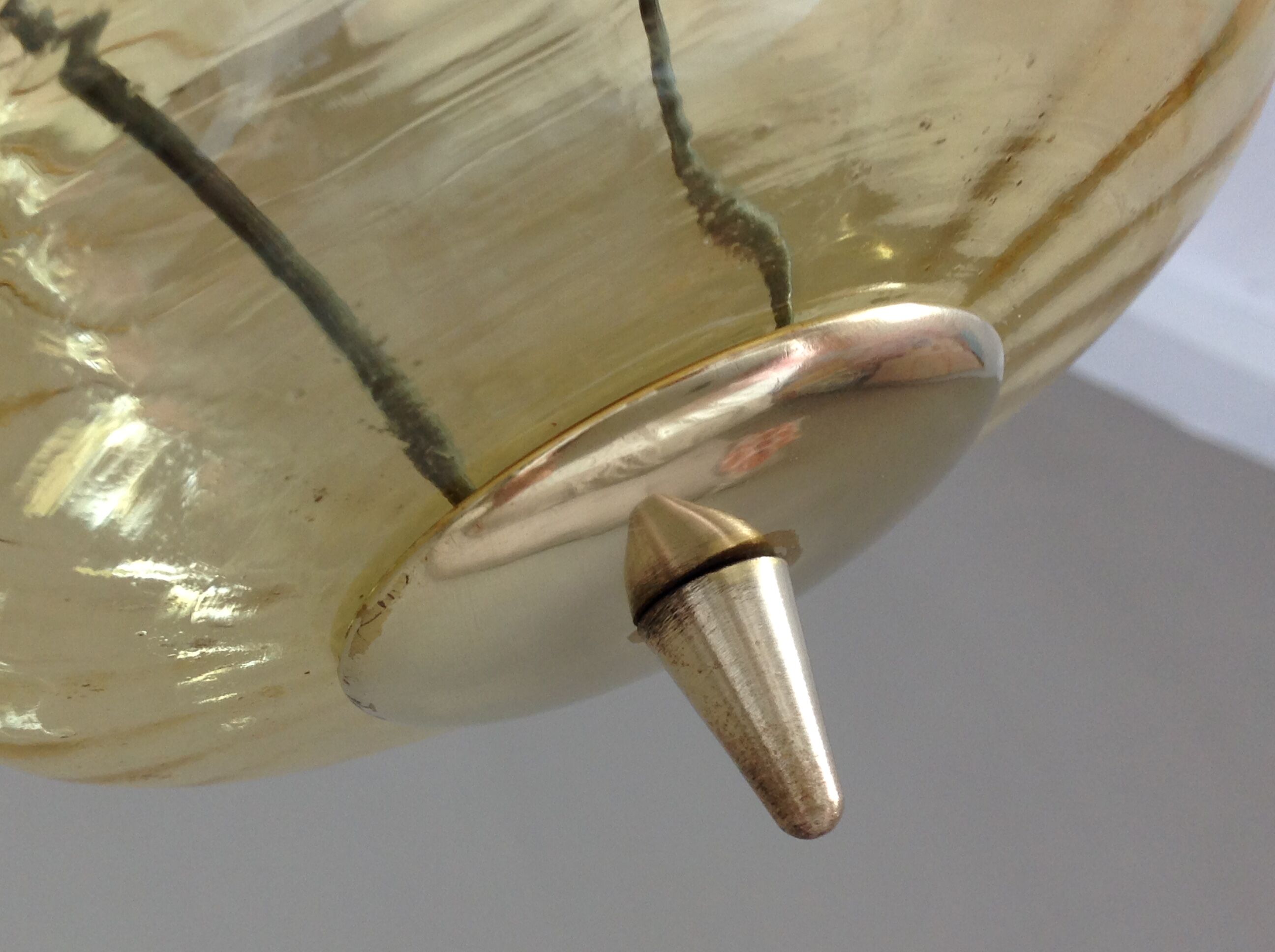 Amber glass / vintage lantern suspension 50s-60s