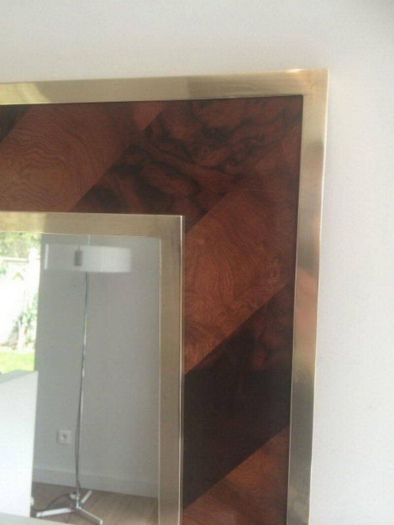 Mirror in wood and brass marquetry