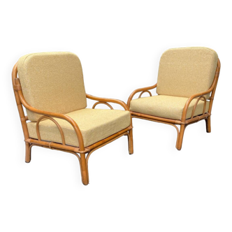 Pair of rattan armchairs