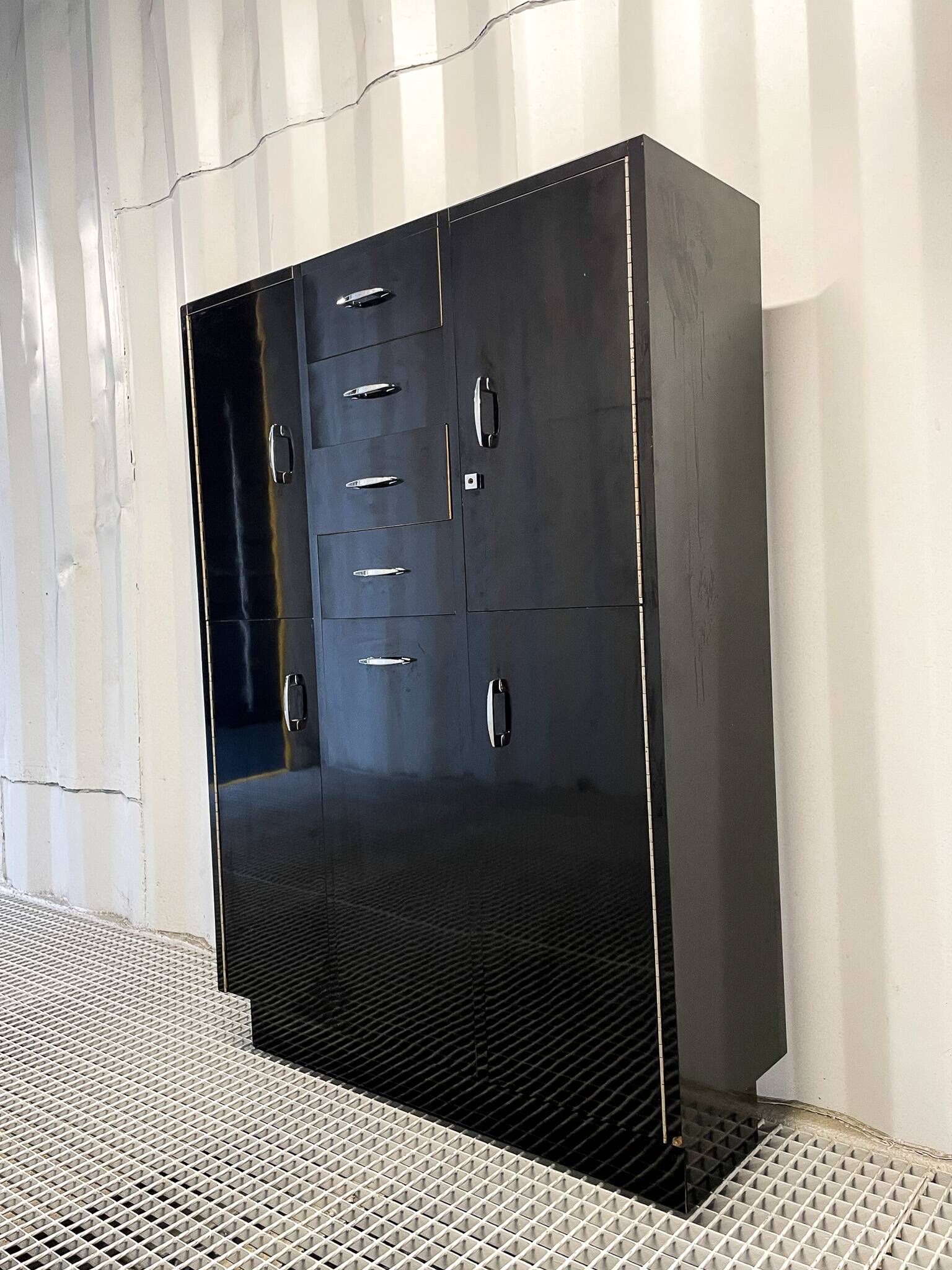 Vintage black Formica cabinet from the 60s