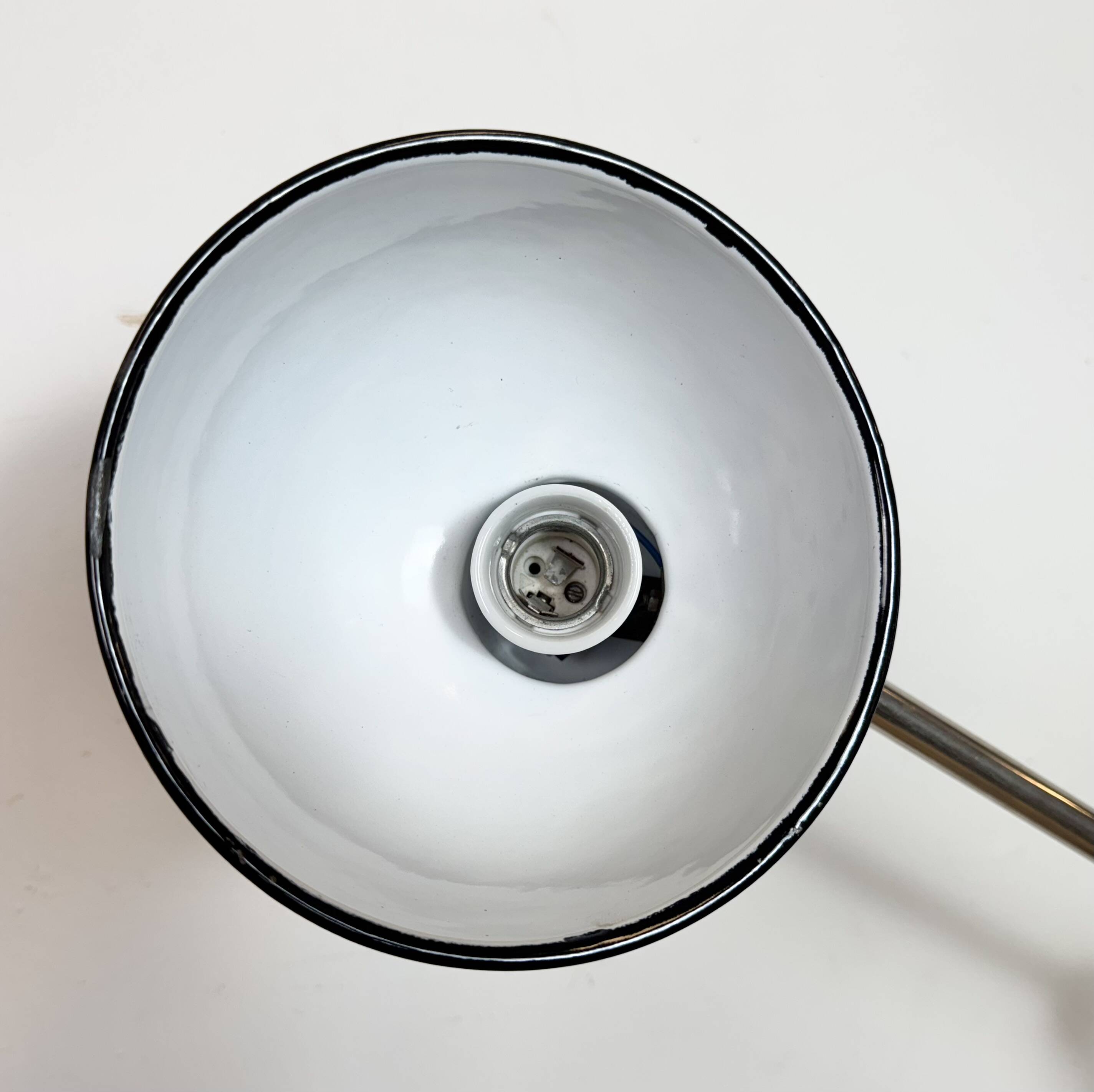 Industrial Workshop Black Enamel Desk Lamp, 1950s
