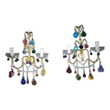 Set wall lamps of murano decor fruit cluster