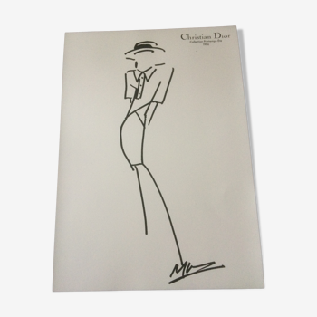 Christian dior: nice illustration of press of the 1980s vintage fashion