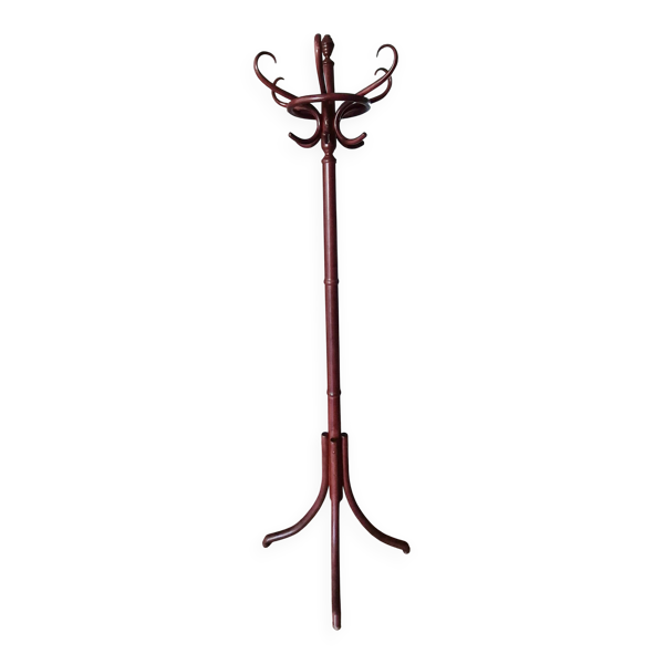 Porte-manteaux perroquet en bois tourné