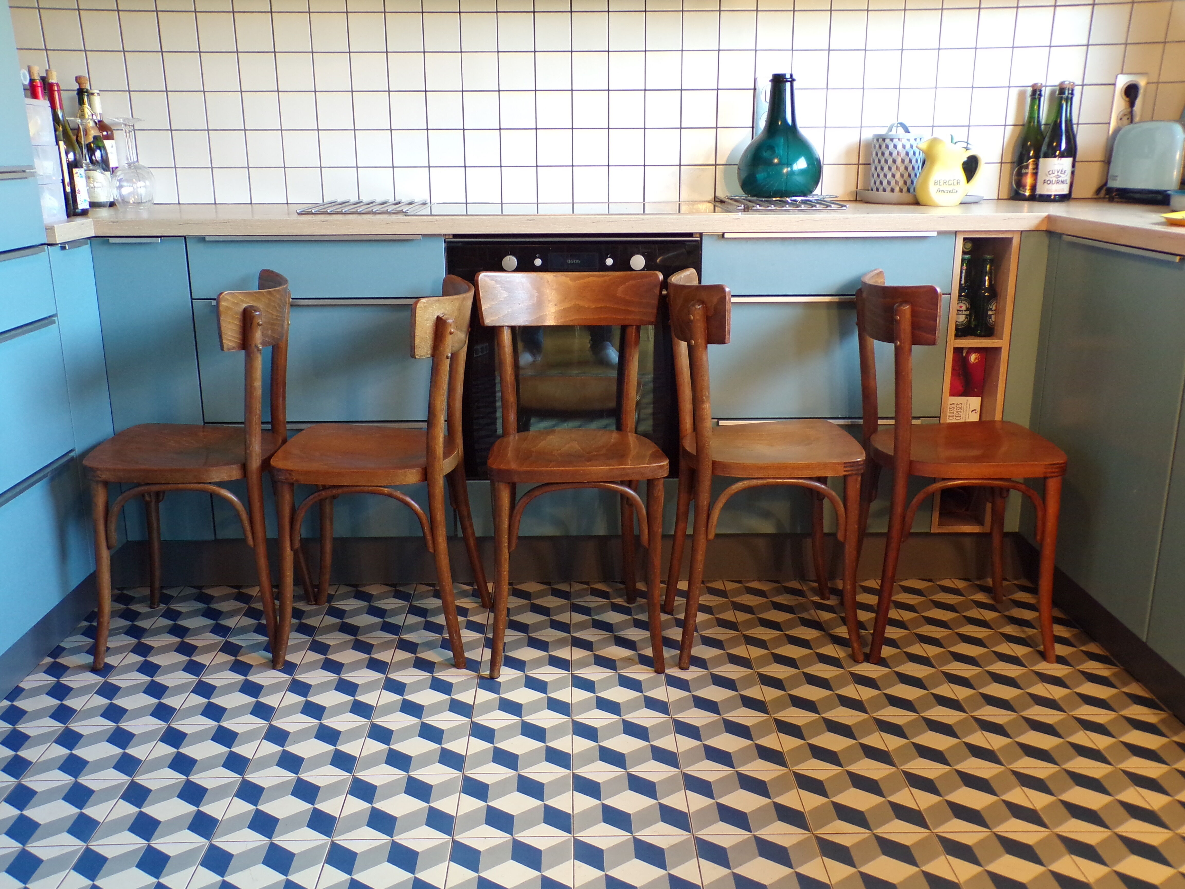 Suite 5 chairs of bistro curved wood