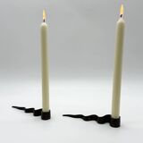 Pair of "Serpentine" candlesticks, modernist, 1970s