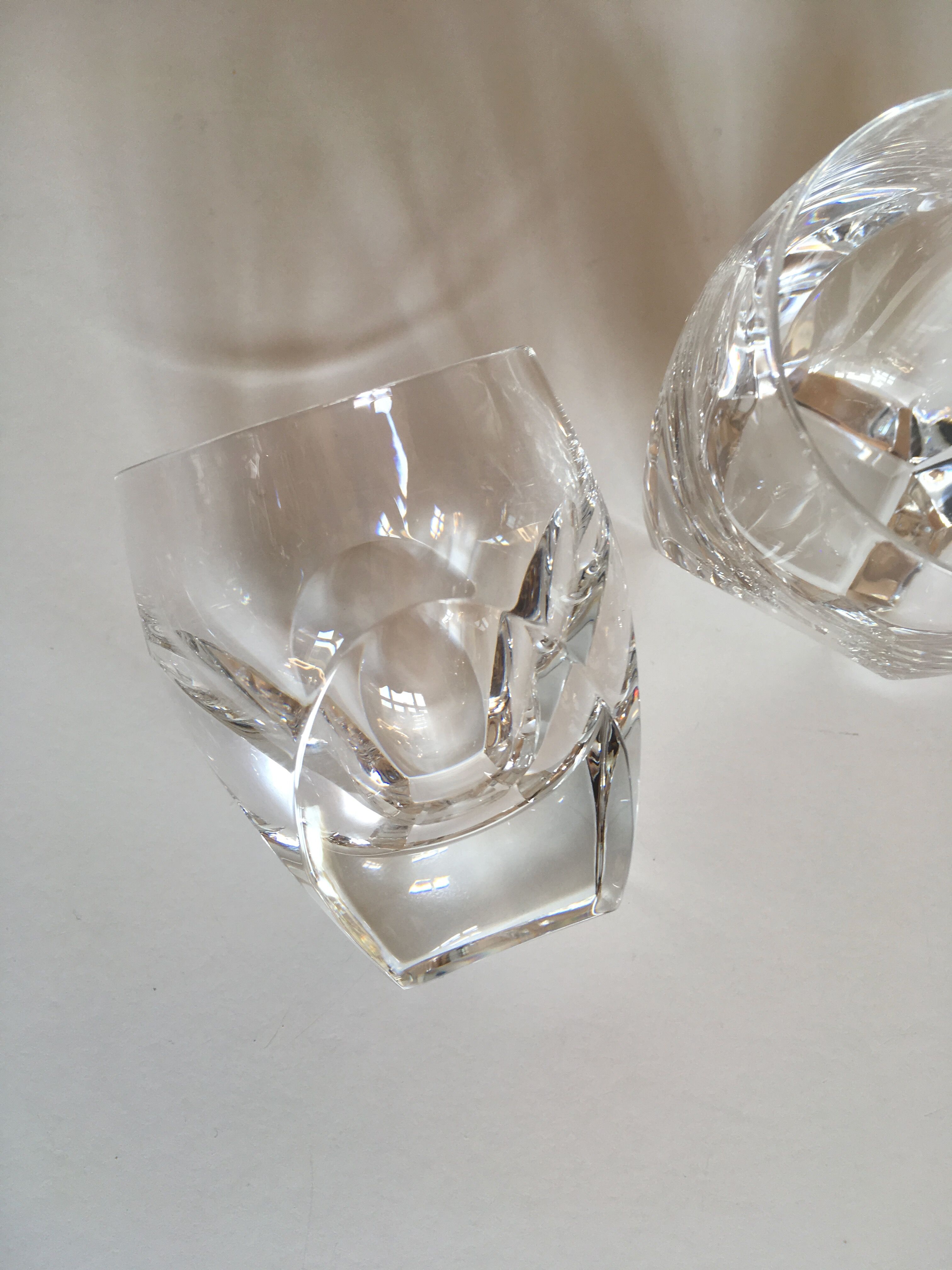1960 crystal cup glasses ringing with cut-outs