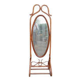 Vintage rattan psyche mirror