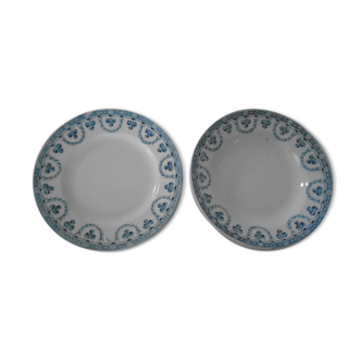 Plate duo Saint Amand SANTIAGO faience old blue décor