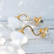 2 wall sconces golden metal gooseneck and opaline lampshade