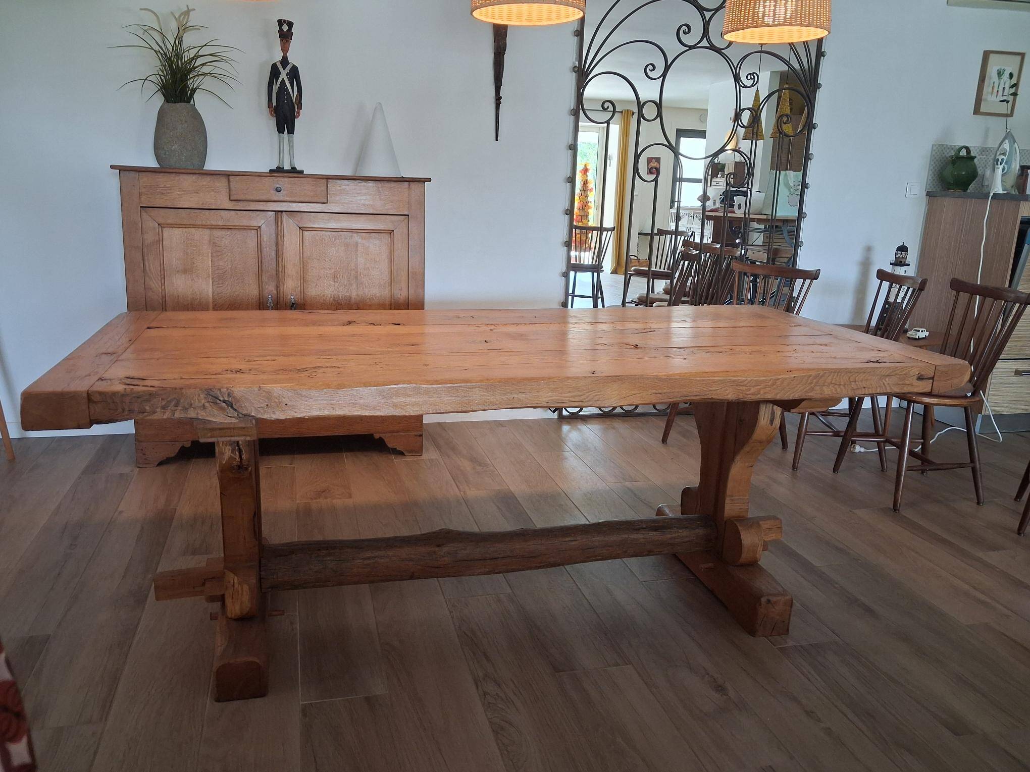 Table en chêne massif 205 cm – fabrication artisanale, pièce unique