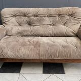 Brazillian 2 seat sofa in suede and Jatoba wood
