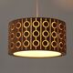 Pine Pendant Lamp – Cylindrical with Circle Pattern, Scandinavia – 1960s/1970s