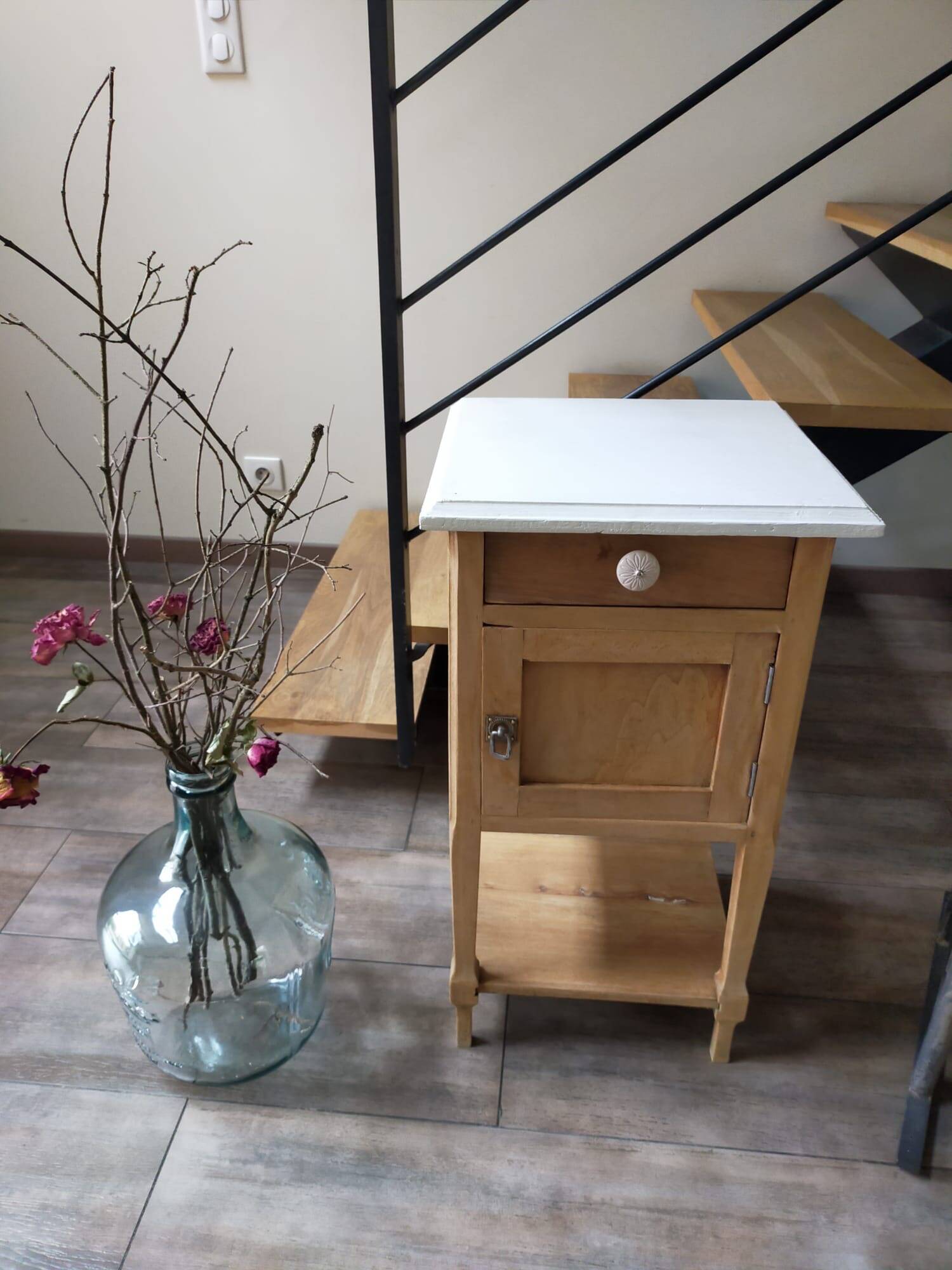 Solid wood bedside table