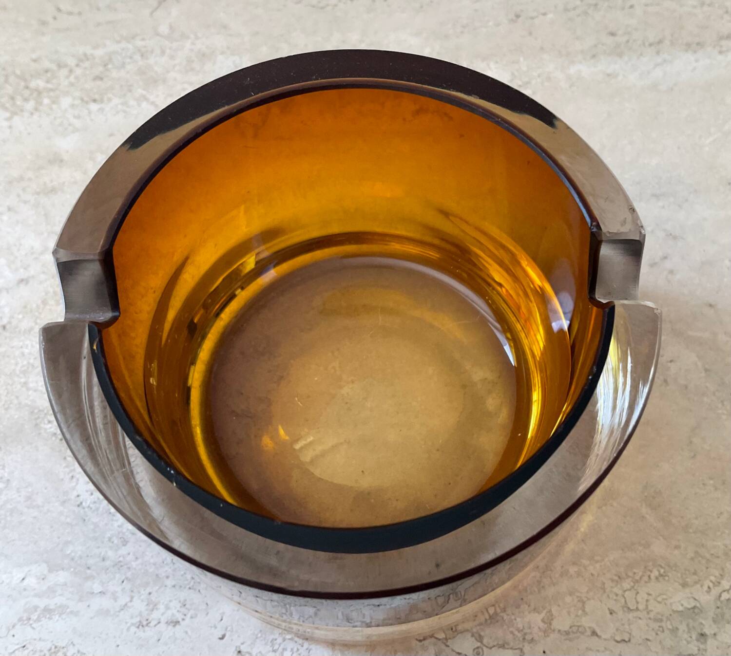 Vintage amber glass ashtray or pocket