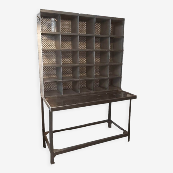 Old stripped and patinated postal sorting furniture, industrial look