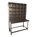 Old stripped and patinated postal sorting furniture, industrial look